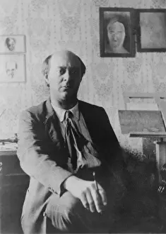 Schoenberg: Arnold Schoenberg (1874-1951), in his studio