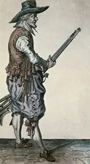 Tercios: Arquebusier (c. 1600). Litography