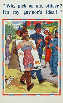 Disturbance: Arrested for wearing a corset advertising placard