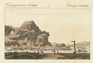 Engraved Plates: Arrival of a large timber raft on the Rhine at Bonn