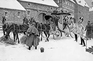 Stagecoach: Arrival of a stagecoach, 1815