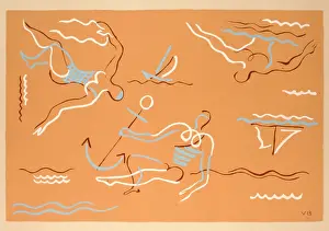 Swimmers: Art deco abstract graphic design of swimmers