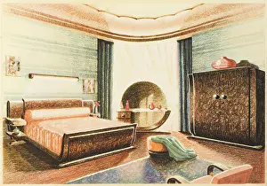 Spacious: Art deco bedroom