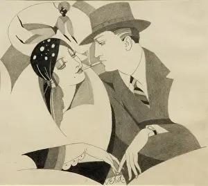 John Noott Galleries: Art Deco couple share cigarette