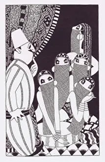 Harems: Art deco illustration by Fish, 1927