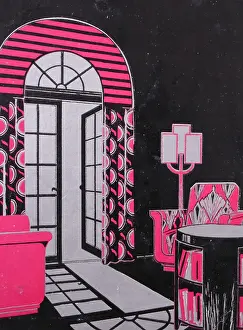 Art deco style illustration, sofa, window design