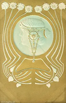 The Michael Diamond Collection: Art Nouveau abstract design with face in profile