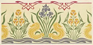 Seahorse: Art nouveau leaf and flower design
