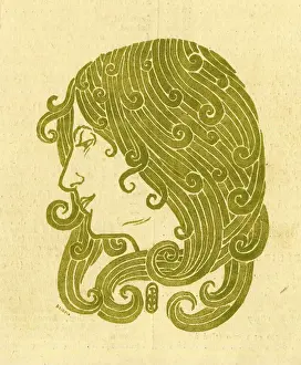 Curls: Art Nouveau style woman's head