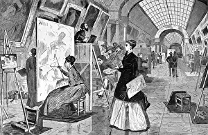 Copyists: Art students and copyists, Louvre, Paris, by Winslow Homer
