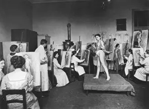 Schwabing: Art students during the lesson, 1907