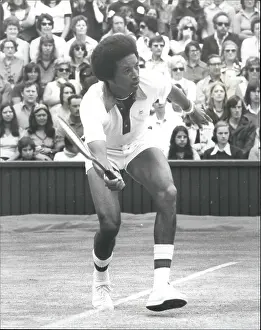 Ashe: Arthur Ashe in tennis match at Wimbledon