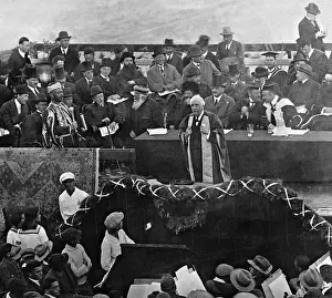 Balfour: Arthur James Earl of Balfour during a speech in Jerusalem, 1