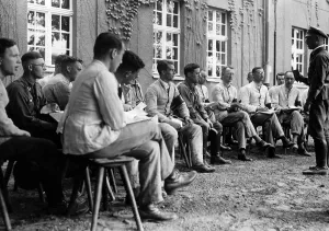 Stools: Articled clerks while singing, 1933