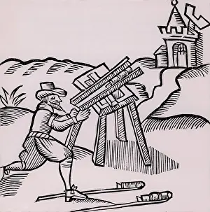 1628: An Artificer or Pyrotechnist firing a rocket