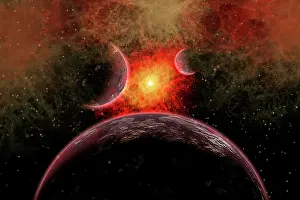 Blast: Artist concept illustrating the stellar explosion of a ?