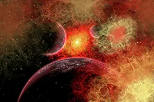 Blast: Artist concept illustrating the stellar explosion of a ?
