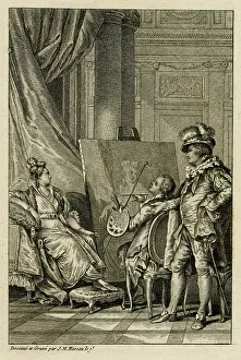 Moliere: Artist in his studio, painting a female model