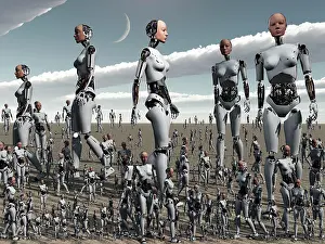 Illusion: Artist's concept of an abundance of androids with ?