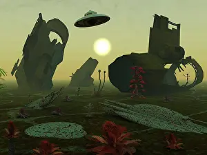 Old Fashion: Artist's concept of an alien scrap yard