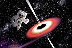 Intense: Artist's concept of an astronaut falling towards a black ?