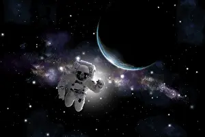 Unrecognizable: Artist's concept of an astronaut floating in outer space