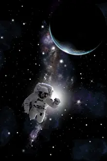 Unrecognizable: Artist's concept of an astronaut floating in outer space