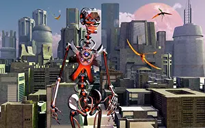 Anarchy: Artist's concept of a city of the future where machines rule