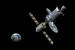 Stay: Artist's concept of the Deep Space Vehicle mated with an ?