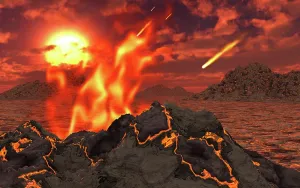 Collision: Artist's concept depicting the creation of a planet