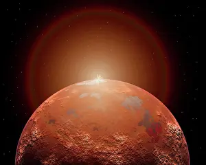 Corona: Artist's concept of a distant red planet orbiting its Sun