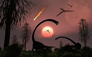Blazing: Artist's concept of the extinction of prehistoric Earth