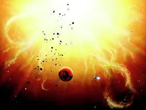 Asteroid: Artist's concept of a manned expedition to the planets