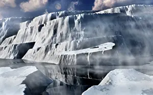 Shelf: Artist's concept of a massive ice shelf in the Antarctic