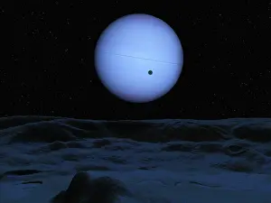 Spots: Artist's concept of Neptune as seen from its largest moon ?