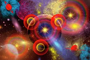 Concentric: Artist's concept of planets and stars mixed together in an ?