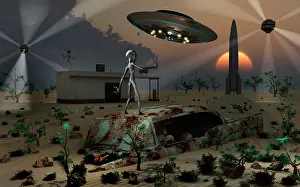 Old Fashion: Artist's concept of a science fiction alien landscape