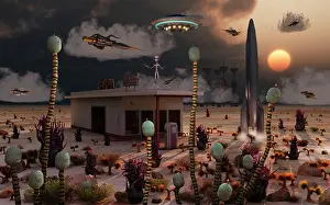 Diner: Artist's concept of a science fiction alien landscape