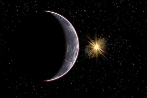 Astronomical: Artist's concept of a super Earth planet called Planet Nine