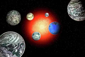 Orbit: Artist's concept of the Trappist-1 star system