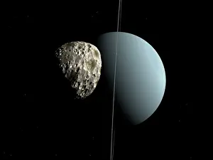 Satellites: Artist's concept of how Uranus and its tiny moon Puck