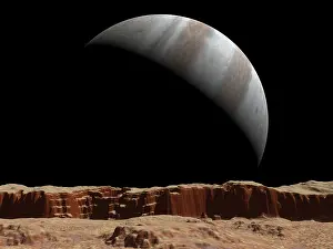 Satellites: Artist's concept of a view towards Jupiter across the ?