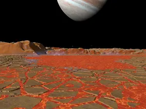 Jupiter: Artist's concept of a view across a pool of lava on the ?