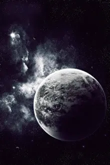 Extrasolar: Artist's concept of a windy planet with a thick atmosphere