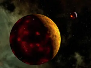 Cosmic: Artist's concept of a young, turbulent Earth