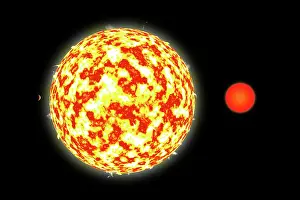 Intense: Artist's depiction of a binary star system with a close ?