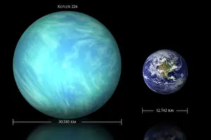 Measurement: Artist's depiction of the difference in size between Earth ?
