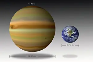 Hemisphere: Artist's depiction of the size relationship between Earth ?