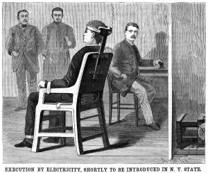 Impression: Artist's impression of execution by electric chair