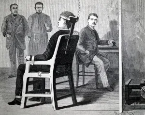 Impression: Artist's impression of the first execution, by